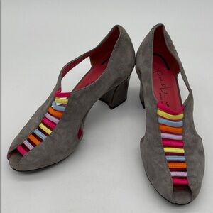 Pas de Rouge Camila Peep-Toe Pumps Size 37.5/7